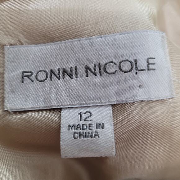 Ronni Nicole Gold Rose Metallic Print Sleeveless Knee Length Sheath Dress Sz 12 - Picture 8 of 9
